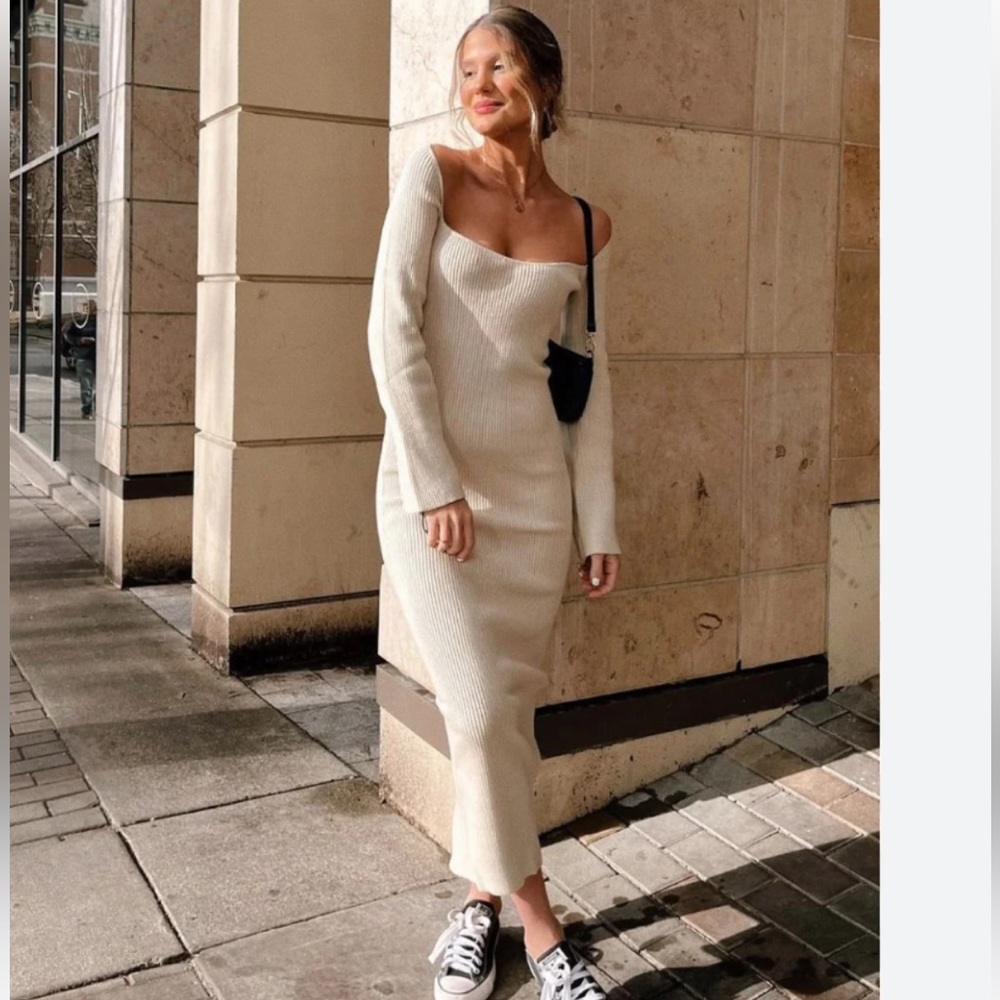 VRG GRL New Fashion Ribbed Knit Midi Dress